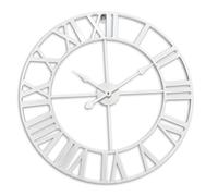 Reloj de Pared Relaxdays, números Romanos, Ø 60 cm, Reloj de salón a Pilas, Hierro, Blanco