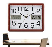 Reloj de pared, relojes de pared silenciosos | Reloj de pared que funciona con batería con pantalla de temperatura, reloj de pared decorativo para salón de clases, cafetería, restaurante