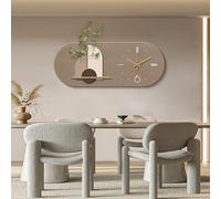 Reloj de pared sencillo de arenisca 3D, escultura mural para colgar en la pared con plantas artificiales y estante flotante, decoración de pared irregular sin marco(B,70 * 28cm)