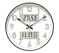 Reloj de pared silencioso, diseño de reloj para decoración de pared, calendario, ancho de 10/12/14 pulgadas, pantalla digital, reloj de pared nocturna con temperatura y humedad, diseño de