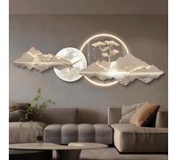 Reloj de pared silencioso estilo Art Déco, reloj de acrílico con luz LED, cuadro decorativo para colgar en la pared, ideal para sala de estar, dormitorio, oficina o recibidor.(Wit,120cm/47.2in)