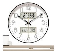Reloj de pared silencioso, reloj de pared sin tictac, reloj de pared que brilla en la oscuridad, decoración del hogar con calendario, pantalla digital de 10/12/14 pulgadas, reloj de pared con luz