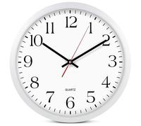 Reloj de pared silencioso sin tictac, de cuarzo premium, redondo, funciona con pilas, para casa/oficina, 40,6 cm, decorativo para cocina, sala de estar y oficina (blanco)
