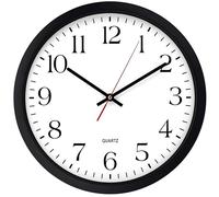 Reloj de pared silencioso sin tictac, de cuarzo premium, redondo, funciona con pilas, para casa/oficina, 40,6 cm, decorativo para cocina, sala de estar y oficina (negro)