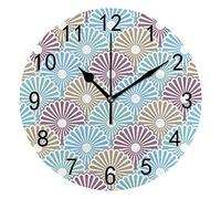 Reloj de Pared silencioso, sin tictac, Flores japonesas, abstracción, Decorativo de Moda, Funciona con Pilas, Reloj Redondo para Dormitorio, Oficina, Escuela, hogar, Sala de Estar, 9,8 Pulgadas