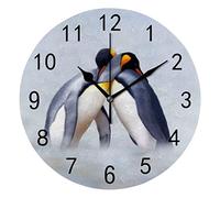 Reloj de pared silencioso, sin tictac, pingüino, pareja, Antártida, vida silvestre, decorativo a la moda, funciona con pilas, reloj redondo para dormitorio, oficina, escuela, hogar, sala de estar, 9,8