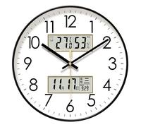 Reloj De Pared Sin Tic- - Diseño Brillante De 30,5 Cm, Decoración De Pantalla Digital Resplandor | Modelo Brillante De 10/12/14 Pulgadas con Medidor De Humedad Y Temperatura, Pieza De