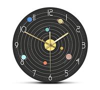 Reloj de Pared Sistema Solar en el Espacio Reloj de Pared Moderno Arte de Pared astronómico Decoración Posición del Planeta Educativo Reloj de Pared silencioso Regalo de Astronauta
