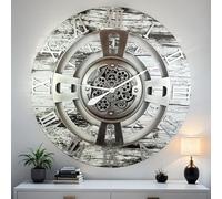 Reloj de pared The Gears Clock con mecanismo móvil, 91,4 cm, línea England, gris y blanco, 90 cm