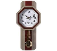 Reloj de Pared Tradicional de plástico con péndulo Redondo de Madera, Color Beige para Sala de Estar, Cocina o Comedor