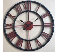 Reloj de pared Vintage Gran pared Reloj redonda de metal en silencio que no se pone en juego que funcionan con la batería Relojes para el hogar, oficina, interior, reloj de jardín al aire libre 50 cm