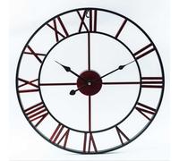 Reloj de pared vintage grande y silencioso con números romanos, reloj de jardín al aire libre, hierro forjado impermeable para espacios tranquilos