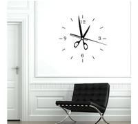 Reloj de peluquería Calcomanía de pared Peluquería Decoración creativa Vinilo Arte de la ventana, Negro, 42x42 cm