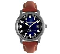 Messerschmitt Reloj para hombre ME-9673-108L - Elegancia y precisión - Esfera lacada azul cobalto en combinación con la caja de acero inoxidable satinado - Correa de cuero marrón - Fabricado en