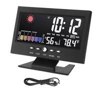 Reloj de pronóstico del tiempo Pantalla LED a color Reloj despertador multifuncional con pantalla de temperatura y humedad Control de voz Luz de fondo para mesita de noche Jardín