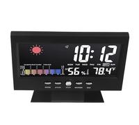 Reloj de Pronóstico del Tiempo Reloj de Pronóstico del Tiempo ABS, Reloj Meteorológico LED Pantalla a Color LED Reloj Despertador Multifuncional de Temperatura y Humedad Negro