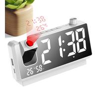 Reloj De Proyección De Tiempo - Proyector Giratorio Inteligente De 18,6x4,2x8,9 Cm, Alarma LED Junto A La Cama | Dispositivo De Visualización De Pared De Techo Portátil, Elegante Temporizador Doméstic