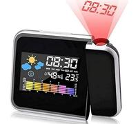 Reloj De Proyección Digital Led Alarma Despertador Proyector Colourful Pantalla Lcd Estación Usb Meteorológica Termómetro Higrómetro Funciones Snooze Repetición 12&24 H Para Dormitorio Casa Oficina