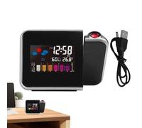 Reloj de proyección para techo de dormitorio, reloj despertador con proyector - Reloj digital con proyector giratorio de 180°,Medidor de temperatura interior y exterior inalámbrico con pantalla LED tr