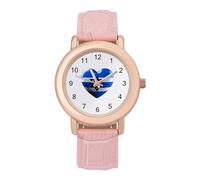 Reloj de pulsera analógico con diseño de bandera de Israel en forma de corazón para mujer, elegante, de cuarzo, correa de piel