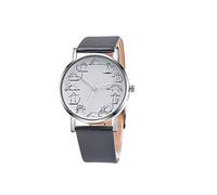 Reloj de pulsera analógico de aleación con diseño de cuero, reloj de cuarzo para hombre y mujer, negro, talla única
