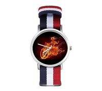 Reloj de pulsera analógico de cuarzo con correa de nailon para hombre y mujer, diseño de esqueleto ardiente