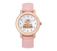 Reloj de pulsera analógico de cuarzo con correa de piel para mujer con diseño de conejillo de indias