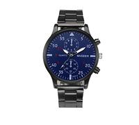 Reloj de pulsera analógico de cuarzo para hombre, acero inoxidable, para hombre, negro, talla única