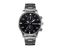 Reloj de pulsera analógico de cuarzo para hombre, acero inoxidable, para hombre, plata, talla única
