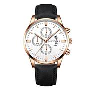 Reloj de pulsera analógico de cuarzo para hombre, de cuero, aprobado por ferrocarriles, H, talla única