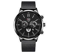 Reloj de pulsera analógico de cuarzo para hombre, estilo casual, acero inoxidable, reloj de pulsera para hombre con fecha de negocios, reloj casual con números grandes para hombre, A, talla única