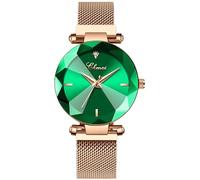 Reloj de pulsera analógico de cuarzo para mujer, correa de malla magnética, resistente al agua, para mujer