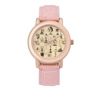 Reloj de pulsera analógico de cuarzo para mujer, diseño de ajedrez, elegante, con correa de piel