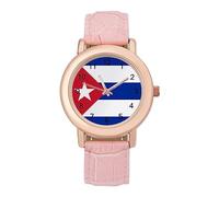 Reloj de pulsera analógico de cuarzo para mujer, diseño de bandera de Cuba