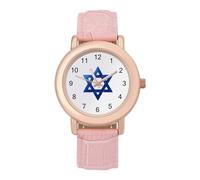Reloj de pulsera analógico de cuarzo para mujer, diseño de bandera de Israel