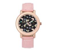 Reloj de pulsera analógico de cuarzo para mujer, diseño de conejillo de indias, con diseño de unicornios y arcoíris