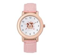 Reloj de pulsera analógico de cuarzo para mujer, diseño de conejillos de indias, con correa de piel