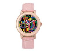 Reloj de pulsera analógico de cuarzo para mujer, diseño geométrico africano