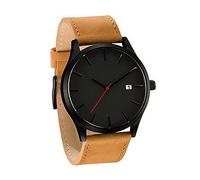 Reloj de pulsera analógico de cuero para hombre y mujer, diseño de esqueleto, A, One Size