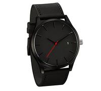 Reloj de pulsera analógico de cuero para hombre y mujer, diseño de esqueleto (C, talla única)