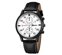 Reloj de pulsera analógico para hombre, de cuero, cuarzo, aleación, para hombre, reloj de matemáticas, negro, talla única