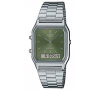 Reloj De Pulsera CASIO Colección Edgy Ana-Digi Plata/Verde AQ-230A-3AMQYES