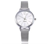 Reloj de pulsera casual con correa analógica de acero inoxidable para mujer ciega, plateado, One Size