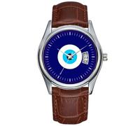 Reloj de pulsera casual impermeable de cuarzo para hombre, reloj de pulsera clásico de negocios, cuero marrón, reloj de pulsera de Navidad con dije de mal de ojo, Marrón, Comercial
