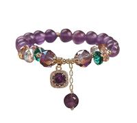 Reloj de pulsera con cadena de amatista natural y circonita irregular para hombres jóvenes, talla única, cristal artificial, No es una piedra preciosa