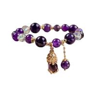 Reloj de pulsera con cadena de amatista natural y circonita irregular para hombres jóvenes, talla única, cristal artificial, No es una piedra preciosa