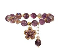 Reloj de pulsera con cadena de amatista natural y circonita irregular para hombres jóvenes, talla única, cristal artificial, No es una piedra preciosa