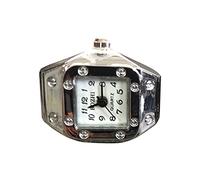 Reloj de pulsera con números y anillo de dedo para niñas de 7 años, talla única, Metal, Sin piedras preciosas