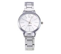 Reloj de pulsera de acero inoxidable analógico para mujer, plata, One Size