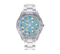 Reloj de pulsera de acero inoxidable para hombre, diseño de conejillos de indias comiendo hojas de cilantro